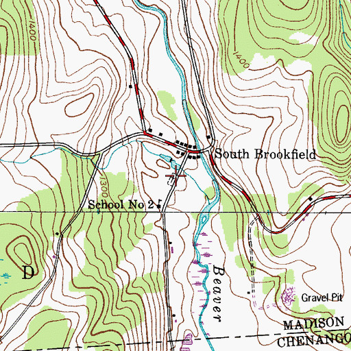 Topographic Map of South Brookfield Memorial Park and Cemetery, NY