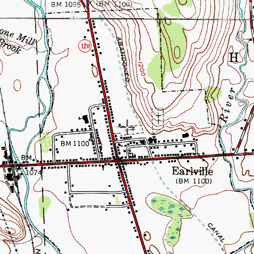 Topographic Map of Earlville Cemetery, NY