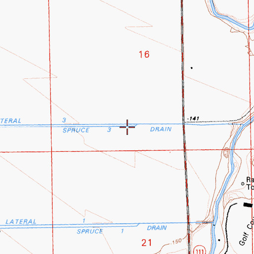 Topographic Map of Spruce Three Drain, CA
