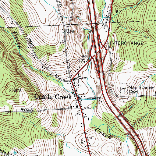 Topographic Map of Baptist Church Cemetery, NY