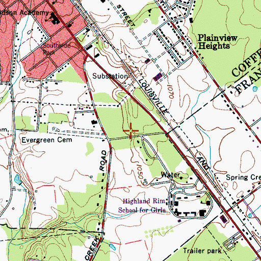 Topographic Map of Southgate Park, TN