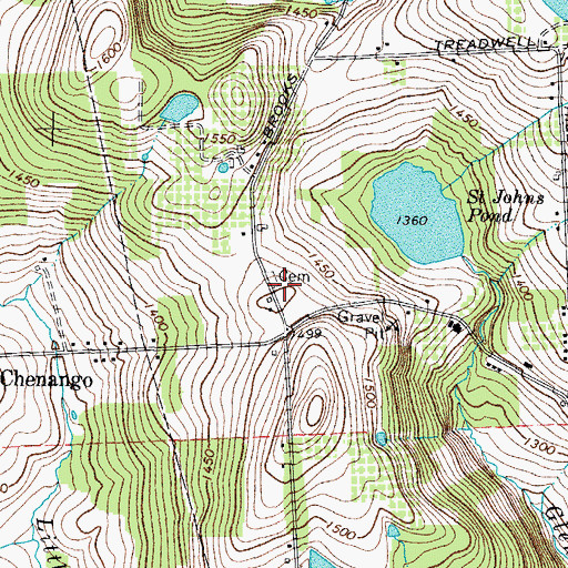 Topographic Map of Dimmick Hill Cemetery, NY