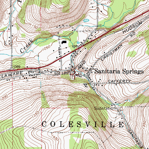 Topographic Map of Sanitaria Springs Cemetery, NY