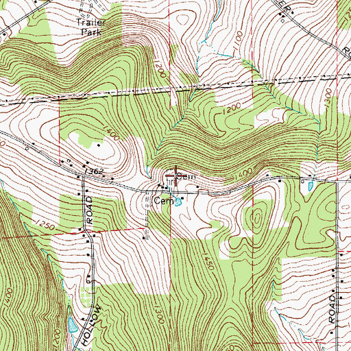 Topographic Map of State Road Cemetery, NY