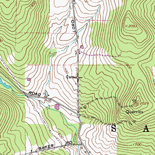 Topographic Map of Lord Road Cemetery, NY