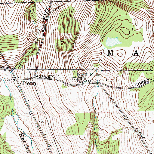 Topographic Map of Tiona Cemetery, NY
