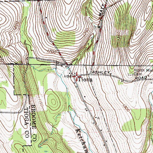 Topographic Map of Tiona, NY