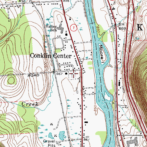 Topographic Map of Conklin Cemetery, NY