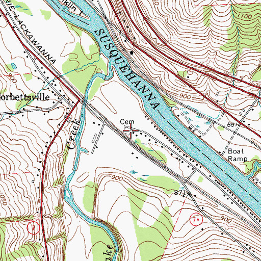 Topographic Map of Corbettsville Cemetery, NY