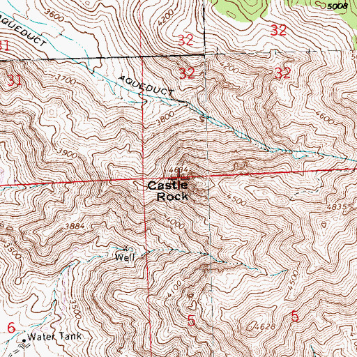 Topographic Map of Castle Rock, AZ