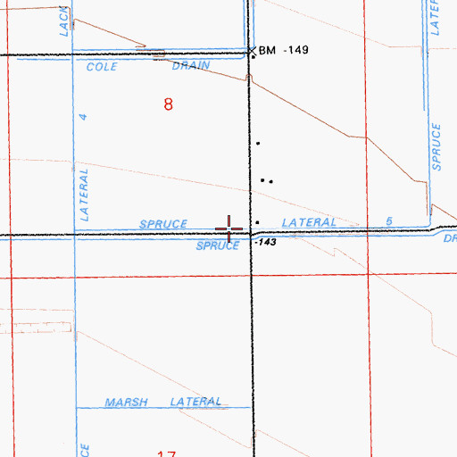 Topographic Map of Spruce Lateral Five, CA