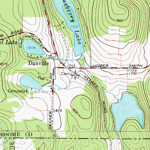 Topographic Map of Danville Cemetery, NY
