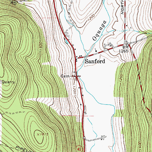Topographic Map of Sanford Cemetery, NY