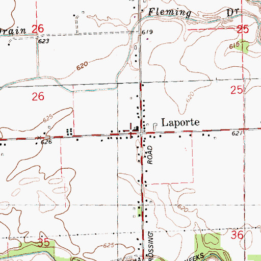 Topographic Map of La Porte United Methodist Church, MI
