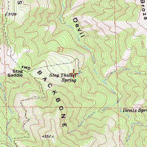 Topographic Map of Stage Thicket Spring, CA