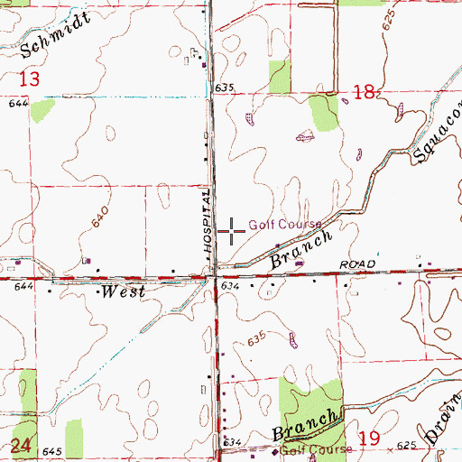 Topographic Map of Twin Oaks Golf Course, MI