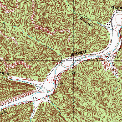 Topographic Map of Ayers Branch, KY