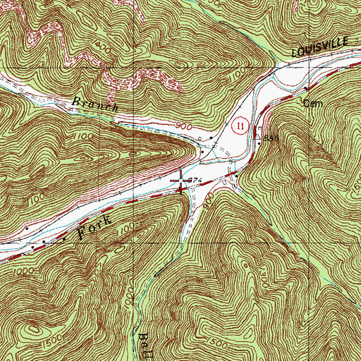 Topographic Map of Baughs Salt Well, KY
