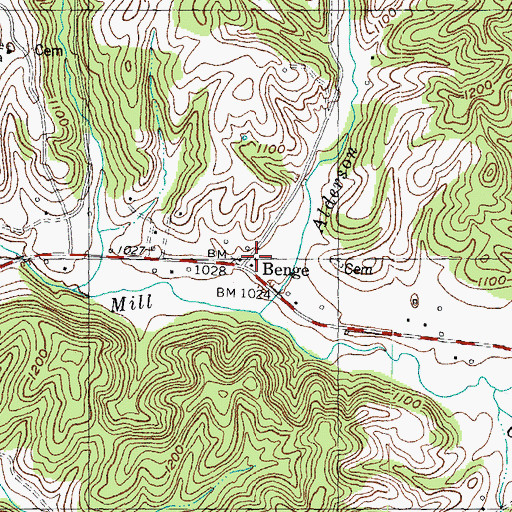 Topographic Map of Benge Post Office (historical), KY