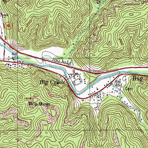 Topographic Map of Big Creek Post Office, KY