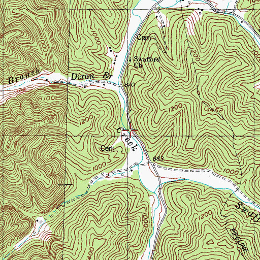 Topographic Map of Bluehole Post Office (historical), KY