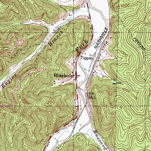 Topographic Map of Bluehole Post Office (historical), KY