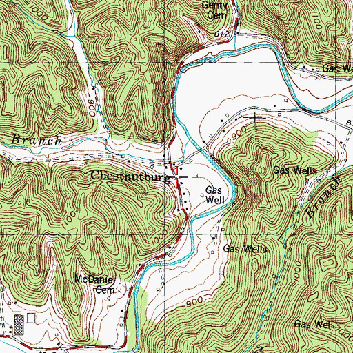 Topographic Map of Chestnutburg Post Office (historical), KY