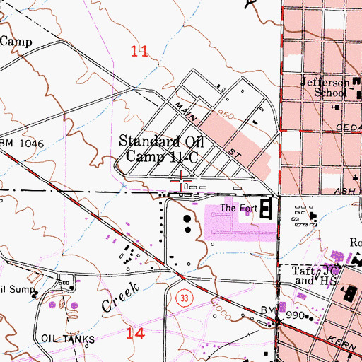 Topographic Map of Standard Oil Camp Eleven-C, CA