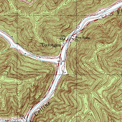 Topographic Map of Collins Station (historical), KY