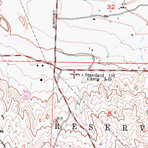 Topographic Map of Standard Oil Camp Five-D, CA