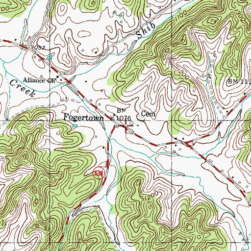Topographic Map of Fogerton Post Office (historical), KY