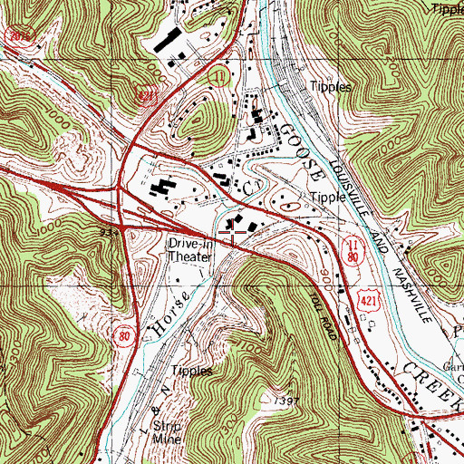 Topographic Map of Garrard Post Office, KY