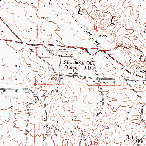 Topographic Map of Standard Oil Camp Nine-D, CA