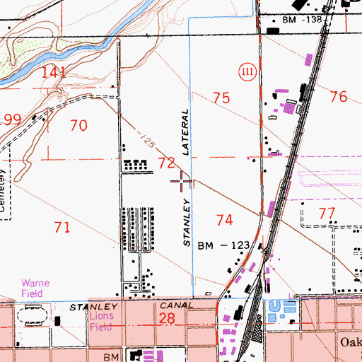 Topographic Map of Stanley Lateral One, CA