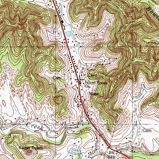 Topographic Map of Hollingsworth Post Office (historical), KY