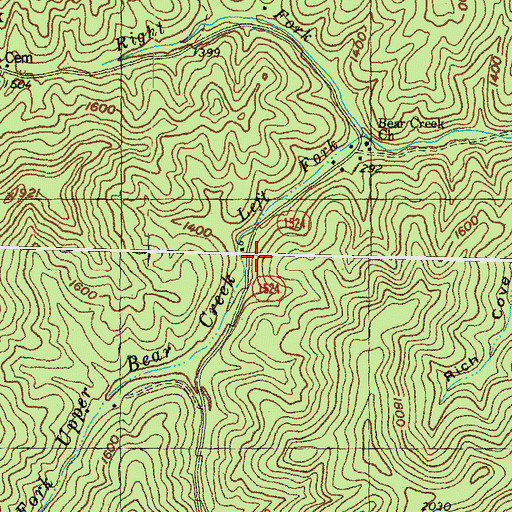 Topographic Map of Ice Cliff Post Office (historical), KY