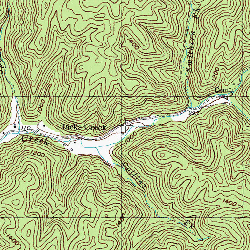 Topographic Map of Jacks Creek Post Office (historical), KY