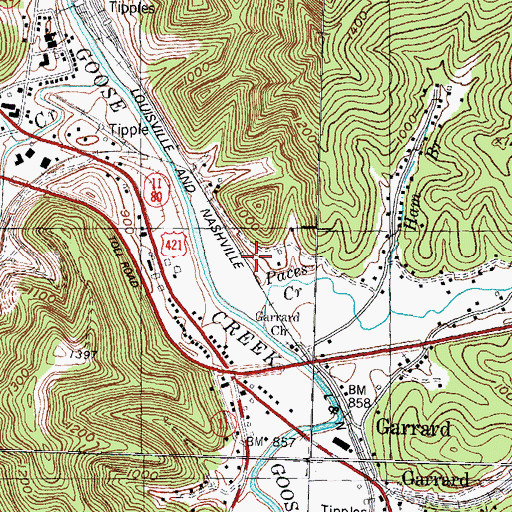 Topographic Map of Laurel Railroad Station (historical), KY
