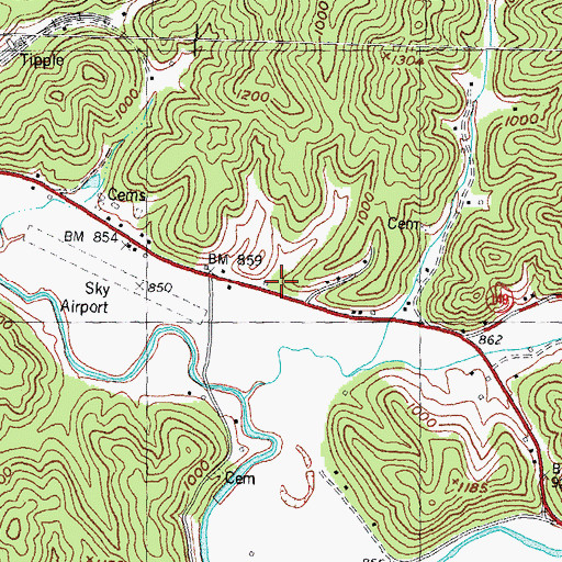 Topographic Map of Lockards Post Office (historical), KY