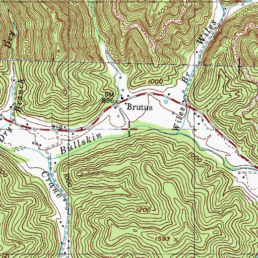Topographic Map of Lucey Branch, KY