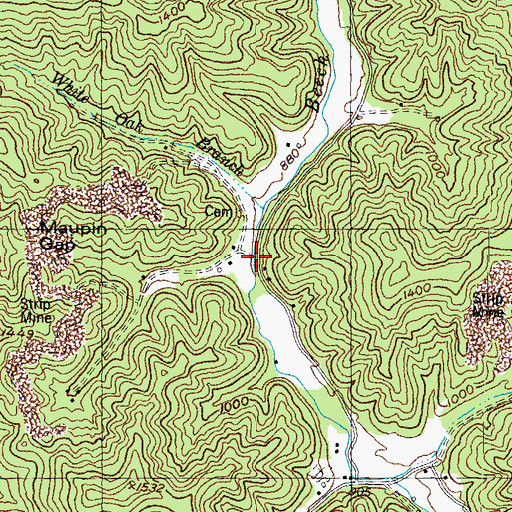 Topographic Map of Maupin Gap Branch, KY