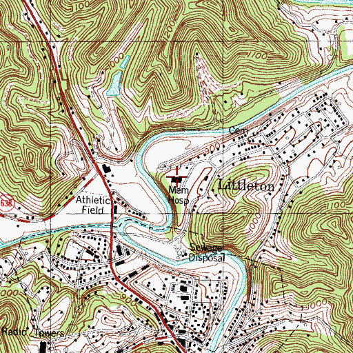 Topographic Map of Manchester Memorial Hospital, KY