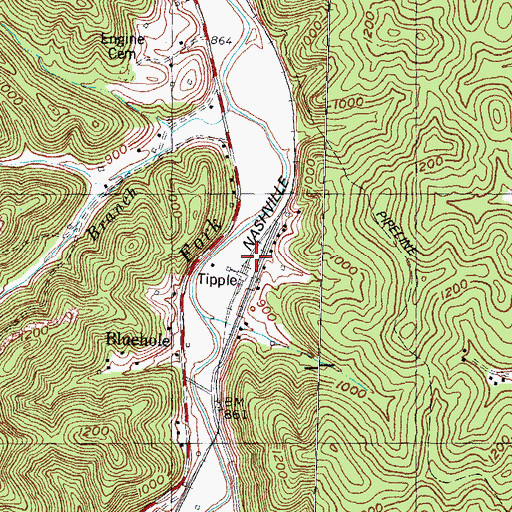 Topographic Map of Thunderbird Railroad Station (historical), KY