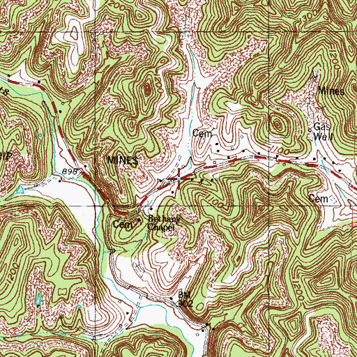 Topographic Map of Tinker Branch, KY