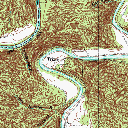 Topographic Map of Trixie Post Office (historical), KY