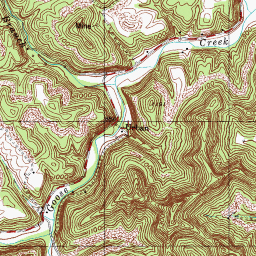 Topographic Map of Urban Post Office (historical), KY