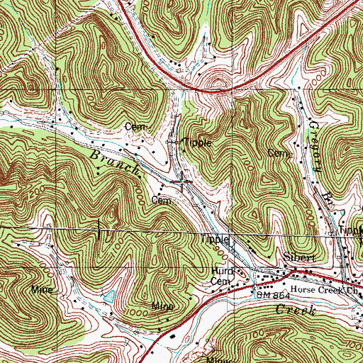 Topographic Map of Yeager Branch, KY