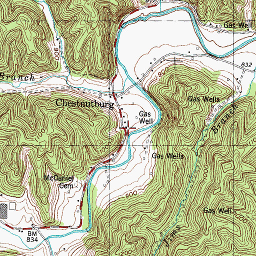 Topographic Map of Chestnutburg School, KY