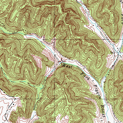 Topographic Map of Minton Branch, KY