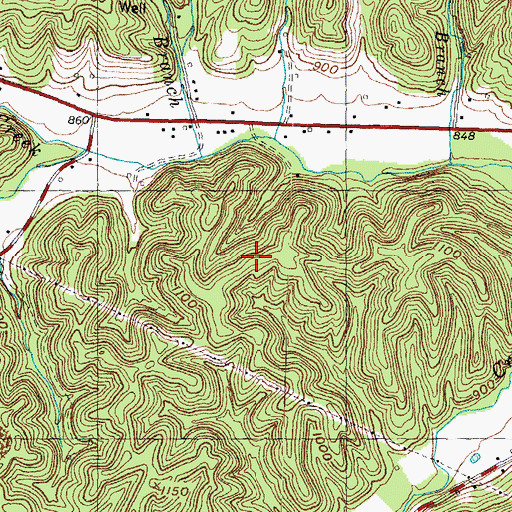Topographic Map of Silvermine Ridge, KY